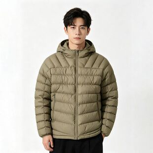 贝哆哈男士秋冬款轻薄棉服保暖连帽纯色薄款羽绒棉男式男装棉袄