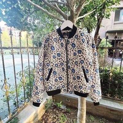贝哆哈女士棒球服女装薄棉碎花开衫青少年棉衣上衣拉链衫棉服外套