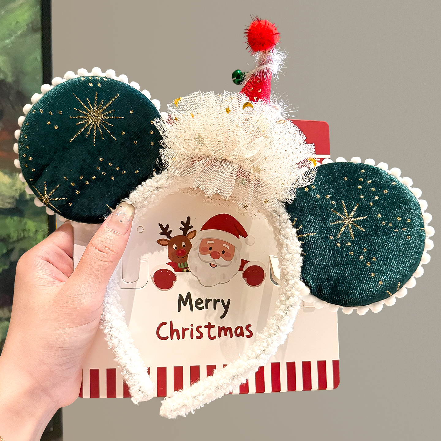 圣诞节新款迪士尼发箍可爱头饰女游乐园拍照道具节日装扮发饰头箍