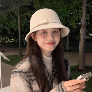 日本专柜GP秋冬新款赫本风澳毛渔夫帽子法式复古小香风优雅礼帽女