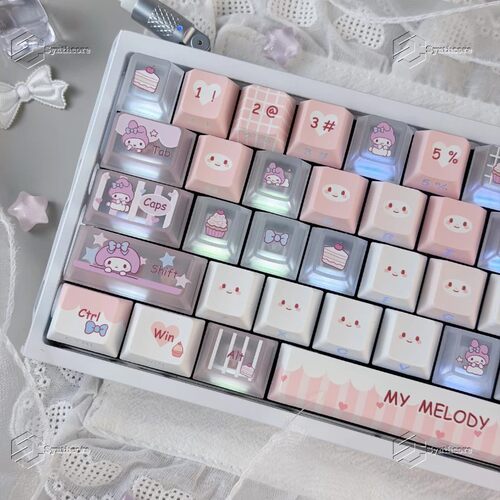 美乐蒂PC粉色透光键帽