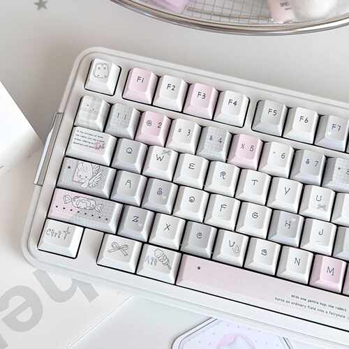 星兔软糖键帽可爱粉PBT材质热升华适配迈从ace68/美加狮made68等