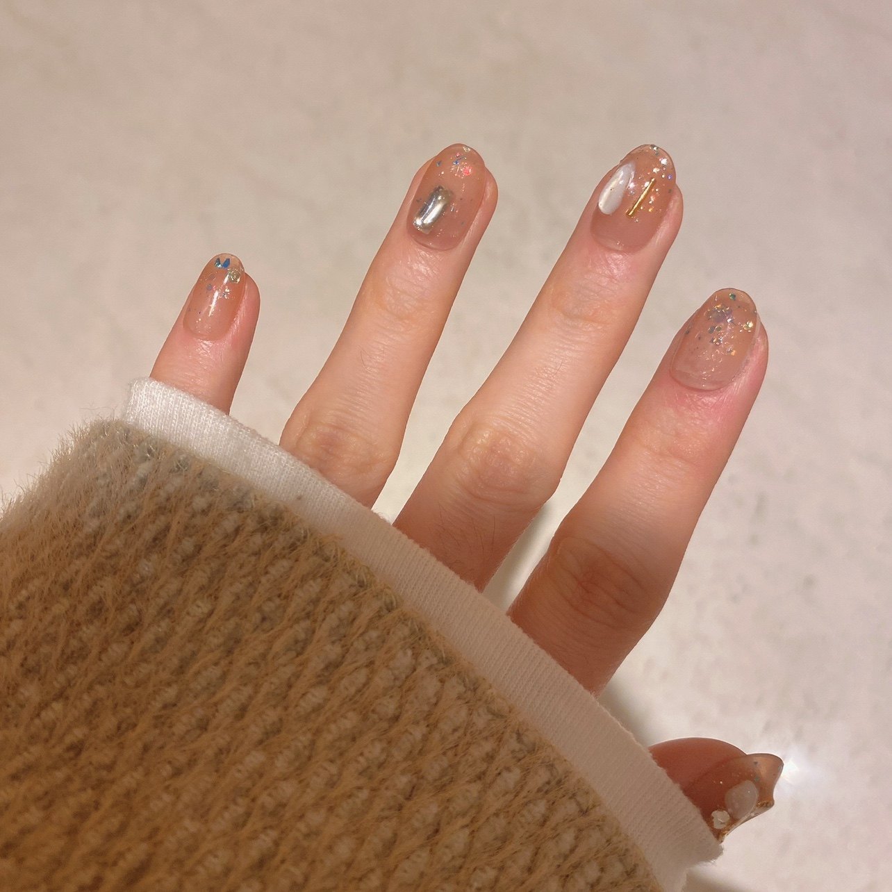 进店必买冰透茶色显白美甲成品贴片手工可穿戴美甲贴短款可拆卸