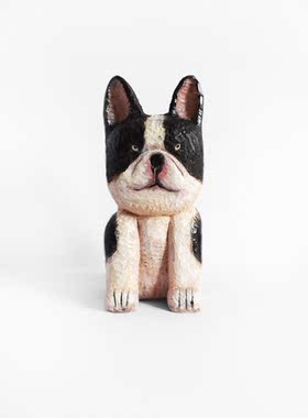 旺福系列斗牛犬木刻艺术摆件