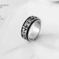 Skull Cross Flower Rotating Ring