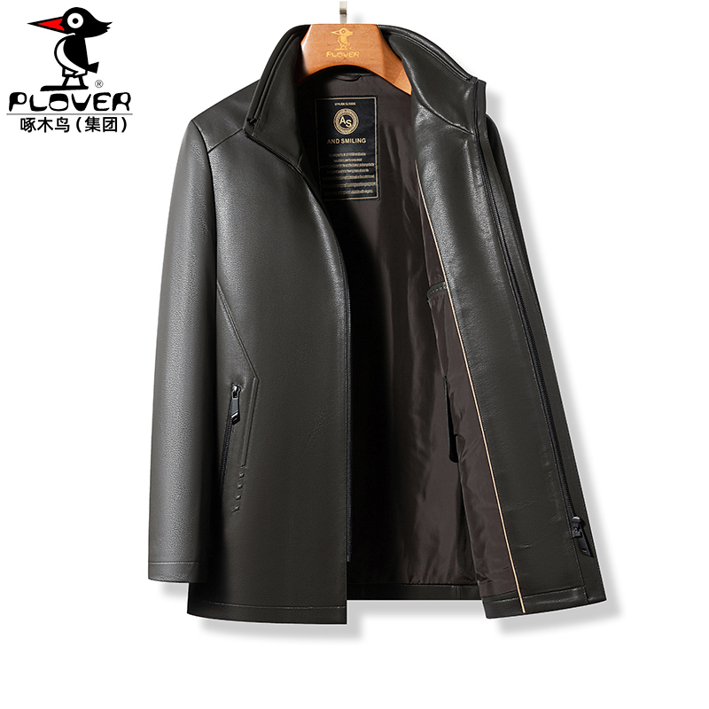绵羊皮桑蚕丝内胆皮衣皮夹克翻领