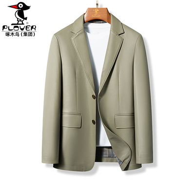 海宁绵羊皮西装式皮衣夹克西服领