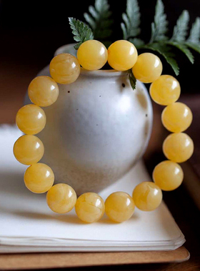 碧雅天然老料蜜蜡手链13mm波罗的海满蜜鸡油黄手串一物一图20.05g
