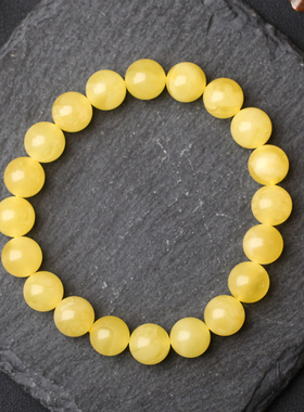 碧雅珠宝波罗的海无烤色无补坑鸡油黄满蜜蜜蜡手串8.32g