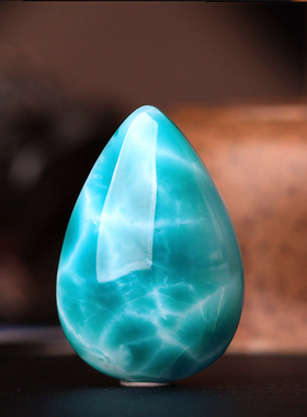 碧雅冰种玉化拉利玛吊坠一物一图海纹石水滴项坠送证书链子20.85g