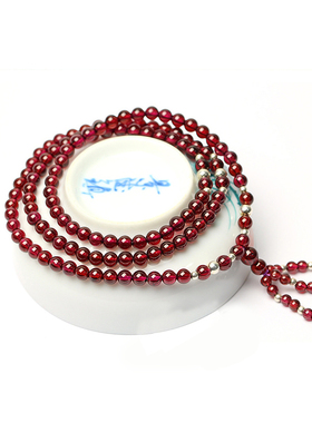 冰种玻璃体酒红色多层925银手链