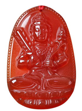 守护神红玛瑙牛年本命佛情侣吊坠