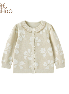 英氏25秋冬款童装女宝宝童圆领长袖针织开衫毛衣外套YRWWJ3R107A