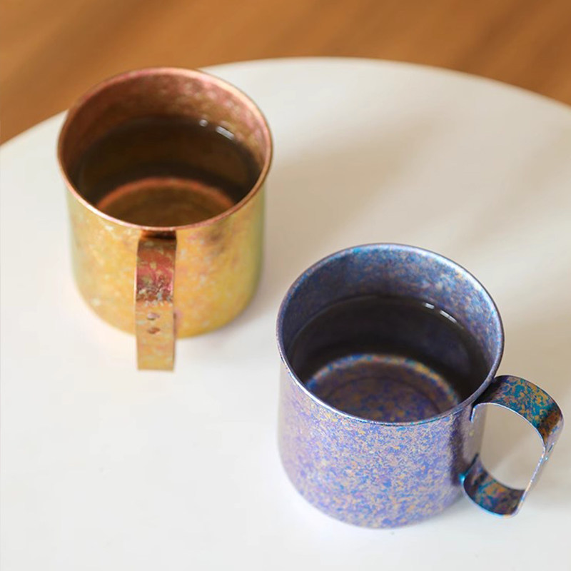 简约纯钛马克杯茶杯户外便携超轻喝茶杯子喝水咖啡杯马克杯330ml