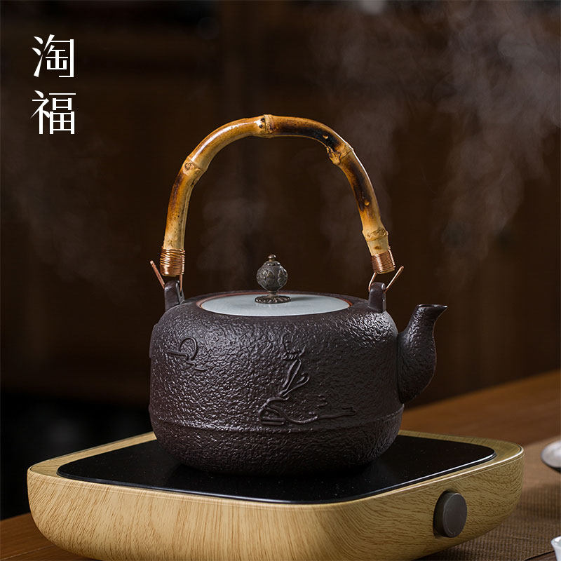 仿铁壶提梁壶陶瓷茶壶单壶煮茶器家用煮水壶烧水壶泡茶壶功夫茶具
