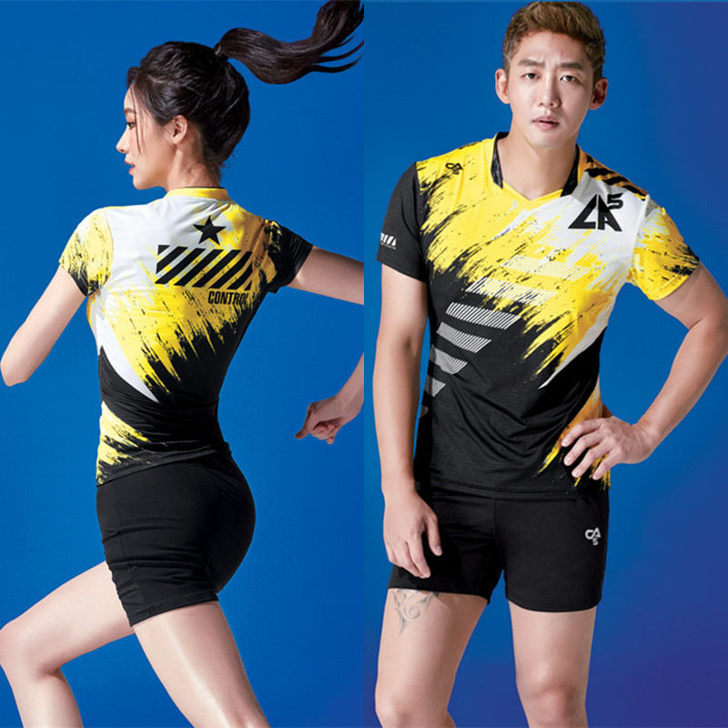 2025新款韩国羽毛球服套装男女款上衣短袖速干网球运动服比赛队服
