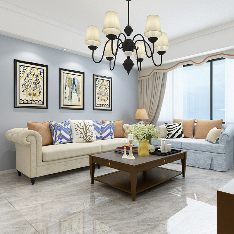 通体大理石800x800无限任意连纹客厅简约灰通铺防滑地板砖80x80