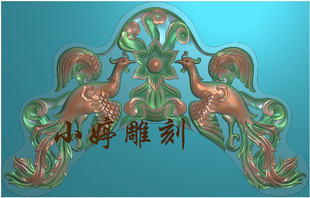 石材雕刻图石雕墓碑帽头双凤精雕图图凤碑头翘角浮雕图雕刻灰度图