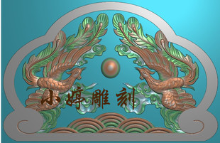 石材雕刻图石雕墓碑帽头双凤精雕图双凤戏珠墓碑翘角浮雕图雕刻1