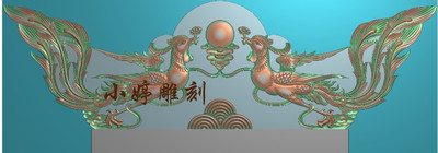 石材雕刻图石雕墓碑帽头双凤精雕图图双凤碑头翘角浮雕图雕刻图1