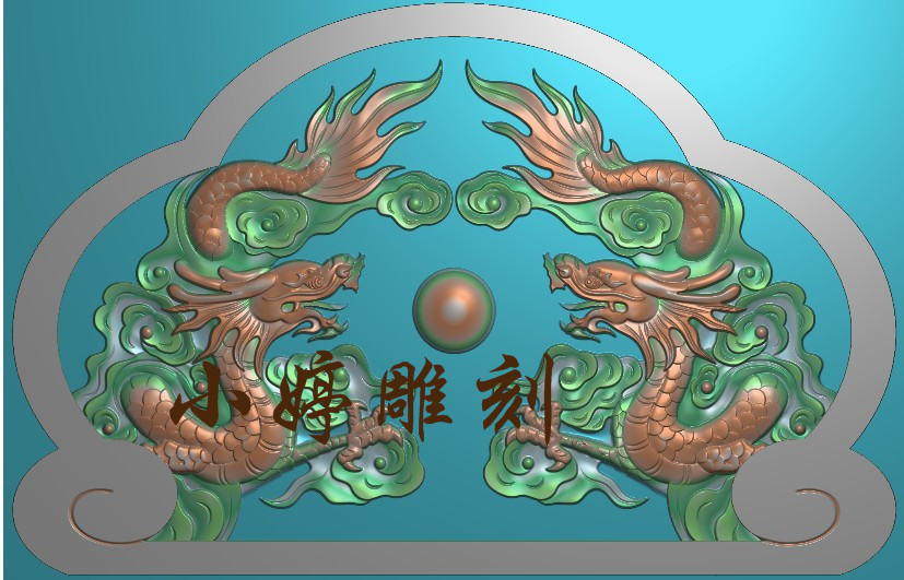 石材雕刻图石雕墓碑帽头双龙精雕图双龙戏珠墓碑翘角浮雕图雕刻1图片