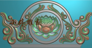 石材雕刻图石雕墓碑帽头莲花精雕图洋花莲花碑头翘角浮雕图灰度图