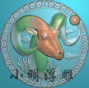 十二星座白羊座精雕图12星座浮雕图摆台木雕图牙雕玉雕挂件石雕图