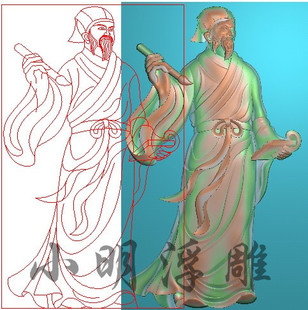 石材石雕校园文化墙古代人物文人汤显祖精雕图浮雕图木雕图灰度图