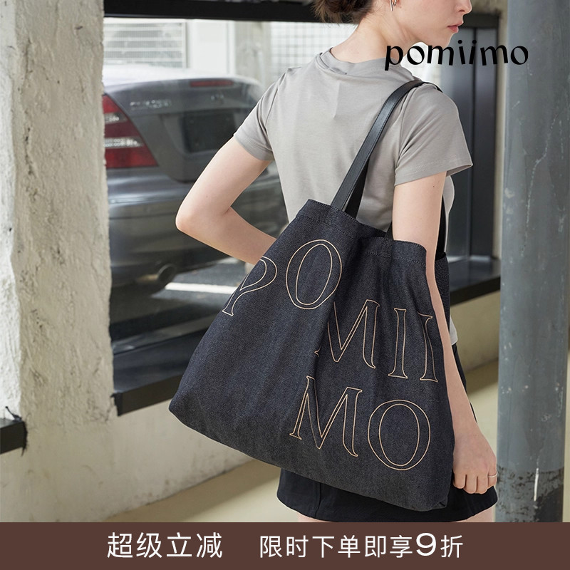 大容量单肩包Pomiimo牛仔帆布包