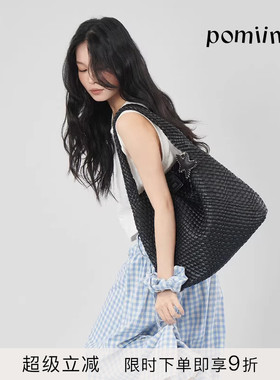 Pomiimo 编织包大容量百搭休闲单肩包配内胆包海星挂件女包