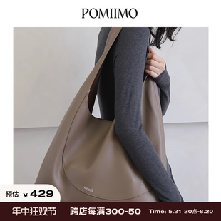 Pomiimo Onri小众简约牛皮大容量通勤单肩托特包大包