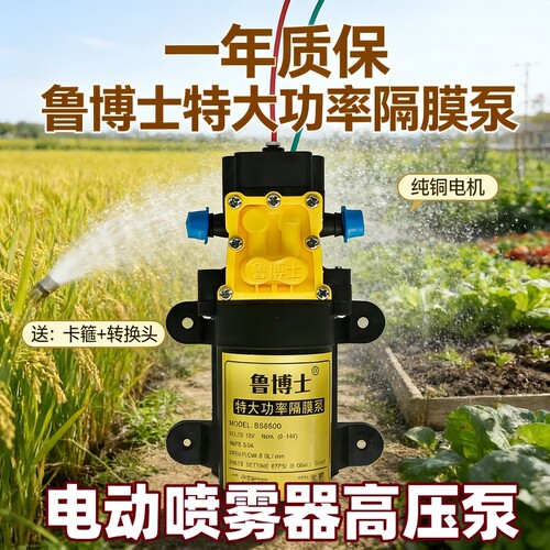 12V农用电动喷雾器隔膜泵水泵高压智能自吸泵大功率打药机马达