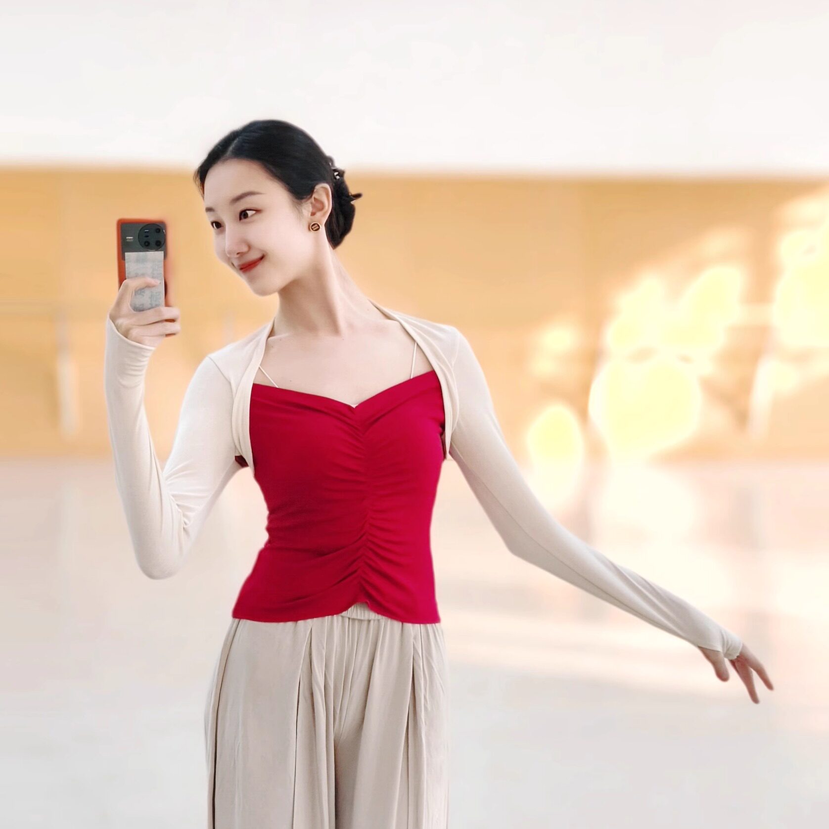 现代舞假两件背肩长袖上衣女舞蹈服中国古典舞形体练功服瑜伽芭蕾