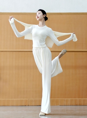 秋冬现代舞练功服日常可穿舞蹈服古典中国舞套装宽松长袖形体瑜伽
