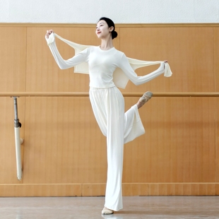 秋冬现代舞练功服日常可穿舞蹈服古典中国舞套装宽松长袖形体瑜伽