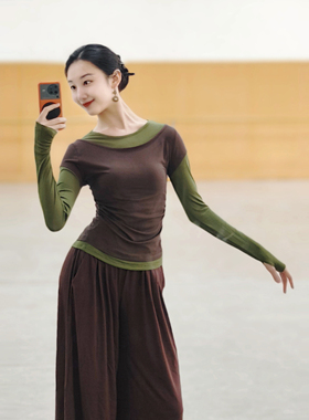 现代舞假两件长袖上衣女舞蹈服中国古典舞形体练功服装瑜伽芭蕾舞