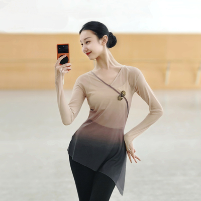 渐变古典舞纱衣身韵舞蹈练功服中国舞艺考上衣民族舞紧身演出服女