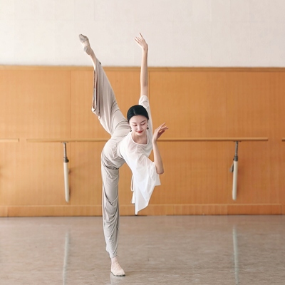 古典舞身韵飘逸宽松吊坠网纱罩衫上衣形体现代舞蹈练功服中国舞