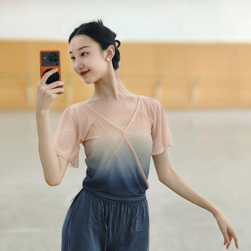 古典舞纱衣中国舞服装身韵形体服显瘦舞蹈上衣女民族舞练功服