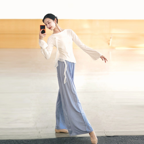 古典舞身韵飘逸长袖上衣日常中国舞现代舞形体服舞蹈练功服汉唐舞