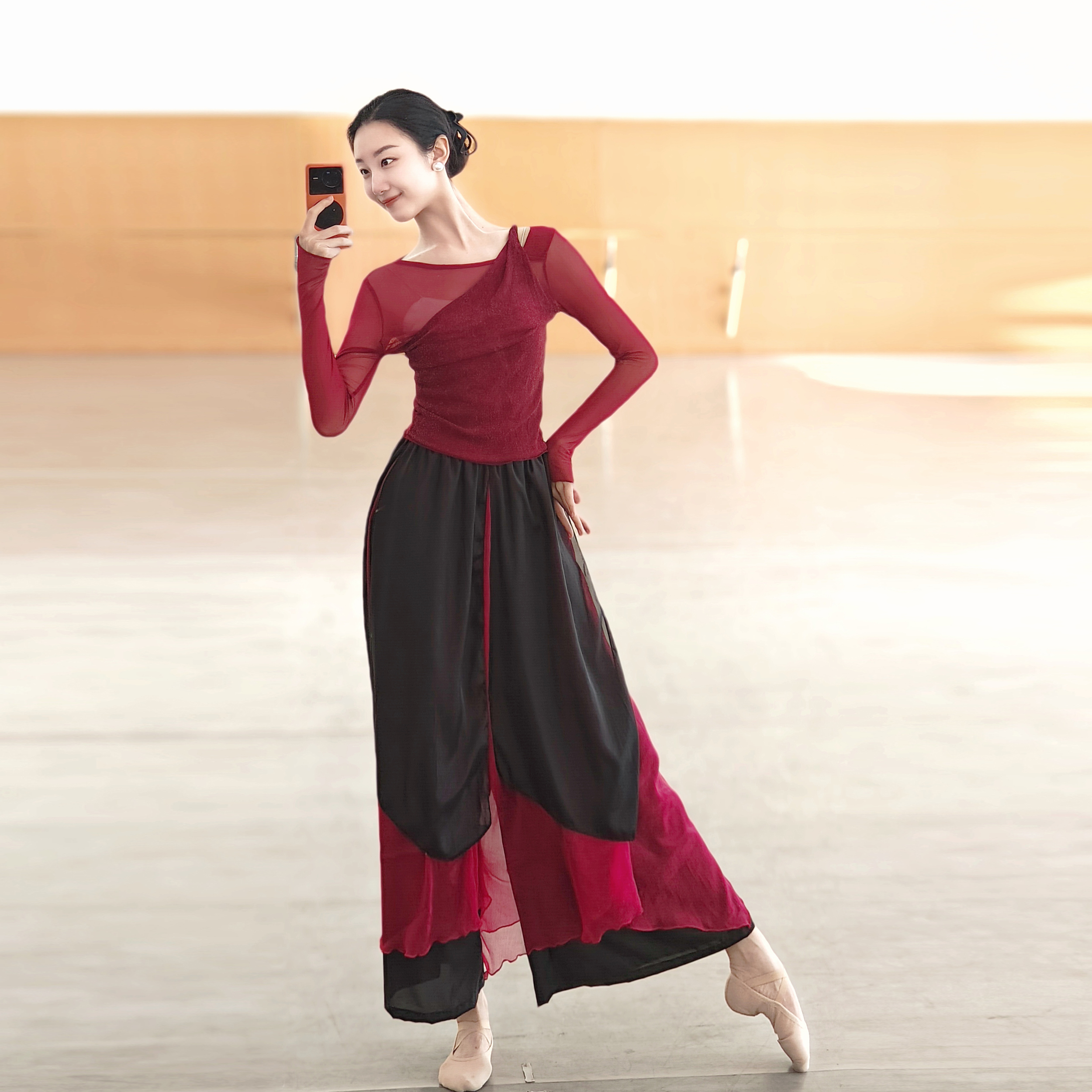 古典舞蹈服身韵练功长袖上衣中国民族舞表演出服装女汉唐基训服