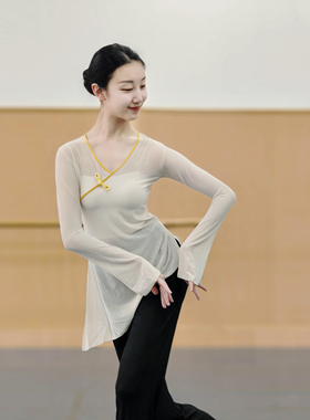 古典舞长袖上衣中国舞纱衣舞蹈服民族舞练功服形体服套装艺考演出