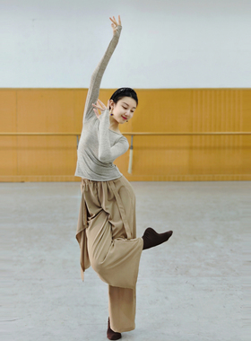 现代舞上衣专业舞蹈练功服冬套指长袖紧身艺考体服新款古典舞服装