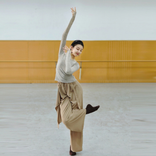 古典舞服装 现代舞上衣专业舞蹈练功服冬套指长袖 紧身艺考体服新款