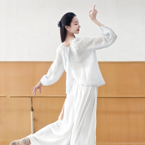 古典舞飘逸纱衣身韵宽松系带舞蹈服中国舞现代舞练功服日常可穿