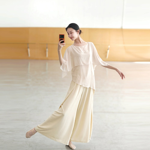 飘逸舞蹈服现代舞成人上衣中国古典舞练功服形体女仙气宽松罩衫