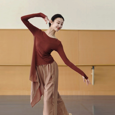 古典舞舞蹈服上衣春夏长袖飘纱身韵现代舞女成人练功形体服民族舞