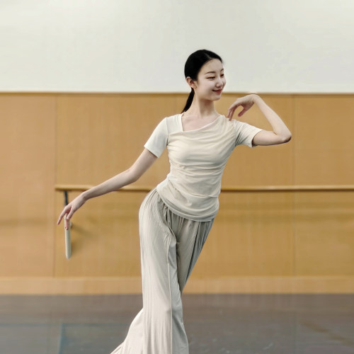 现代舞春夏舞蹈短袖练功服上衣古典舞形体训练服装女艺考