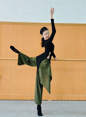 现代舞练功服长款舞蹈服女修身瑜伽上衣课堂基训服演出服古典艺考