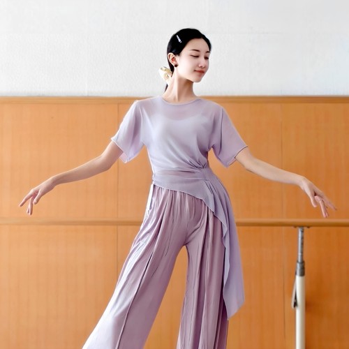 古典舞飘逸练功服民族舞纱衣女中国舞身韵显瘦形体训练现代舞上衣